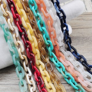 Small Plastic link chain,Acrylic Curb Chain Links,Marble Oval Plastic Chain,Purse Chain,Necklace Chain,Sunglass Chain,Open Link Chain,9x14mm