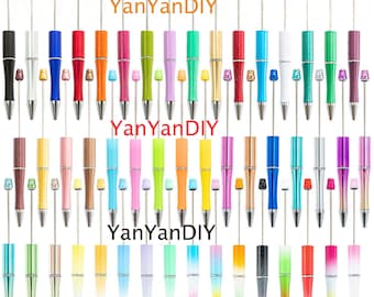 51 Colors Beadable Pens,1-10Pcs DIY Beadable Pens,Beadable pens and refills,Plastic Pens,Pen Blank,DIY Bead Pens,Black Ink,Gifts