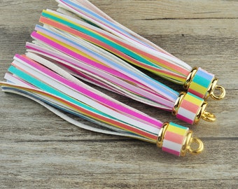 10cm PU Leather Tassel for Key Chain,1/5/10 Rainbow Handmade Tassel,Tassel for Handbag, Keychain Tassel, Bag Accessories，Tassel Charm