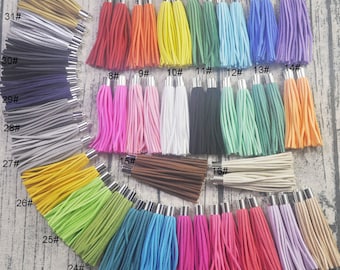 10/20/50 borlas de gamba, 32 colores, borlas de cuero, borlas de flecos, borlas de piel sintética, borlas de plata para llavero, borlas de joyería, 85 mm