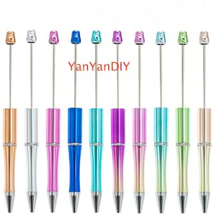 10 Colors Beadable Pens,1-10Pcs DIY Beadable Pens,Beadable pens and refills,UV Plated Plastic Pens,Pen Blank,DIY Bead Pens,Black Ink,Gifts