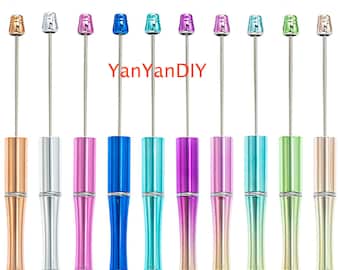 10 Colors Beadable Pens,1-10Pcs DIY Beadable Pens,Beadable pens and refills,UV Plated Plastic Pens,Pen Blank,DIY Bead Pens,Black Ink,Gifts