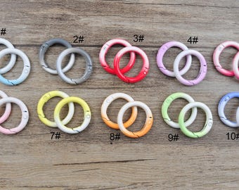 5 ombre spring round ring clasps,Mixed Color Round Clasp,Snap Clip,Trigger Clasp,push gate snap hook,Purse round ring,spring gate ring -25mm