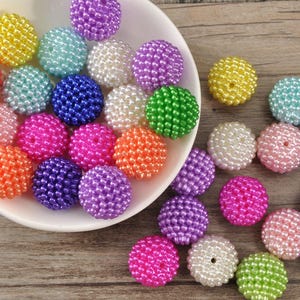 20mm Acrylic Round Beads, Mix Pearl Ball Beads，Berry Beads，Chunky Bubblegum Beads,Gumball Beads,Bead for Bracelet，Earring,Necklace Jewelry