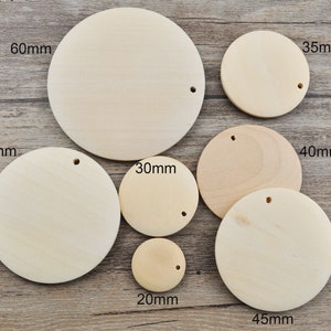 Unfinished wood disk,20mm 25mm 30mm 35mm 40mm 45mm 50mm 60mm Round Wooden Pendant ,wood earring,Natural Wood Charm,DIY Jewellry Making
