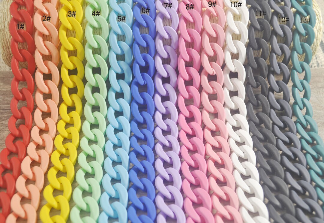 Plastic Link Chain Colorful Acrylic Curb Chain Linksflat Etsy