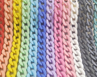 plastic link chain, Colorful Acrylic Curb Chain Links,Flat Twist Plastic Chain, Purse Chain,Necklace Chain, Sunglass Chain, Open Links Chain