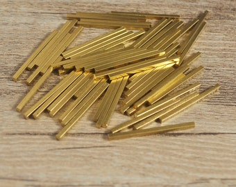 50 Stück kein Loch Rohmessing rechteckige Bar Charms, rechteckige Bar Stick, rechteckige lange massive Messingstange, Messingstange, Schmuckzubehör, 25x1,5 mm