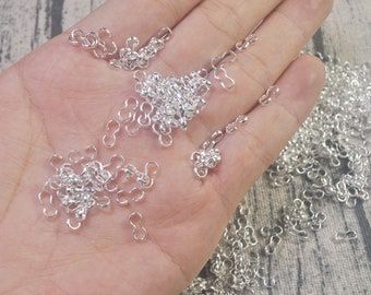 100 conectores de cierre de hebilla, conectores rápidos de latón de 3 formas, conectores de cierre plateados para bisutería, 4 x 8 mm