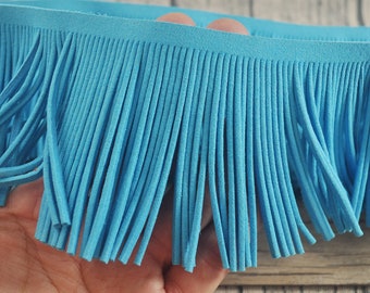78mm Leather Tassel Fringes,Fringe Trim Faux Suede Sky BLUE Suede,for costume,bags,purses,key chains,shoes,accessories,Indian fringes
