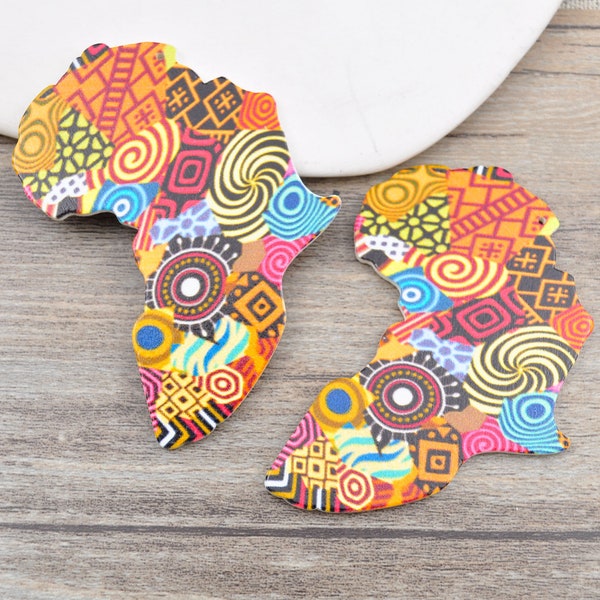 Wholesale 10Pcs African wood earrings,African Print Earrings,Africa Map Earrings,Motherland Wooden Earrings,African Map jewelry,YP#80