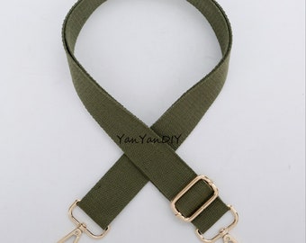 1Pcs Army green Color Cotton Canvas Crossbody Handle Shoulder Unisex Strap Laptop Belt,Adjustable 55 Inches Long,1.5" Width,Multicolor Metal