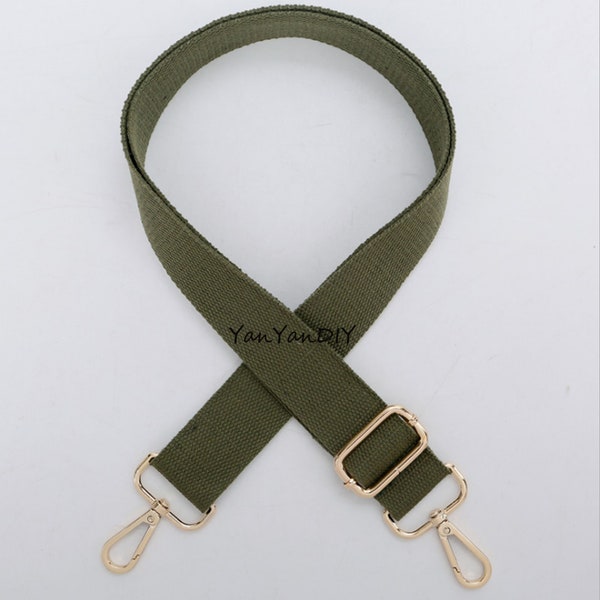 1Pcs Army green Color Cotton Canvas Crossbody Handle Shoulder Unisex Strap Laptop Belt, Réglable 55 Inches Long,1.5 » Width, Multicolor Metal