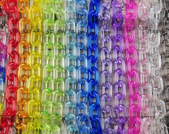 14 Colors Large Transparent Acrylic Curb Chain Links,Oval Plastic Chain for Glasses Chain,Sunglass Chain, Bag Chain,Open Links Chain,31x19mm