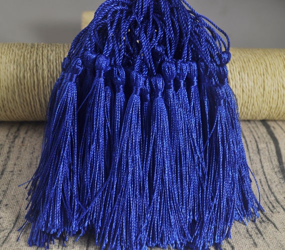 20PCS Dark Blue Silky Tassels - 3cm Handmade Jewelry Making Supplies For Craft Projects