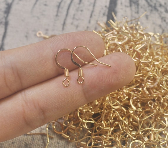 50,100,150,200Pcs KC Gold Plated Ear hooks, Hypoallergenic Metal Earrings  hooks, Bronze Blank Earring hooks, DIY Earrings, DIY Jewelry