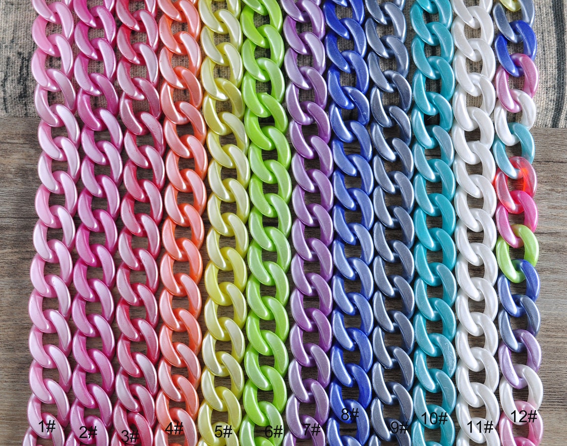 Block Color Chain Plastic Link Chain,11 Colors Acrylic Curb Chain Links,flat Twist ...