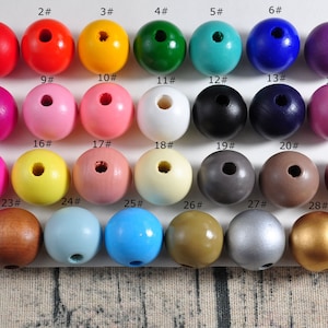 29 Colors 25mm Round Natural Wood Beads,5Pcs/10Pcs Colored Wooden Beads,Wholesale Beads,  Boho Spacers Bead for Necklace Bracelet Home Decor