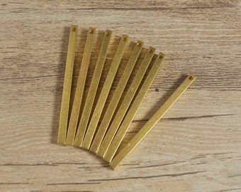 20 Stück Messing Bar, Massiv Messing Bar, Namensschild Bar, Rechteckig Bar, Messing Bar Anhänger, Rohmessing Charms 50 x 3 mm