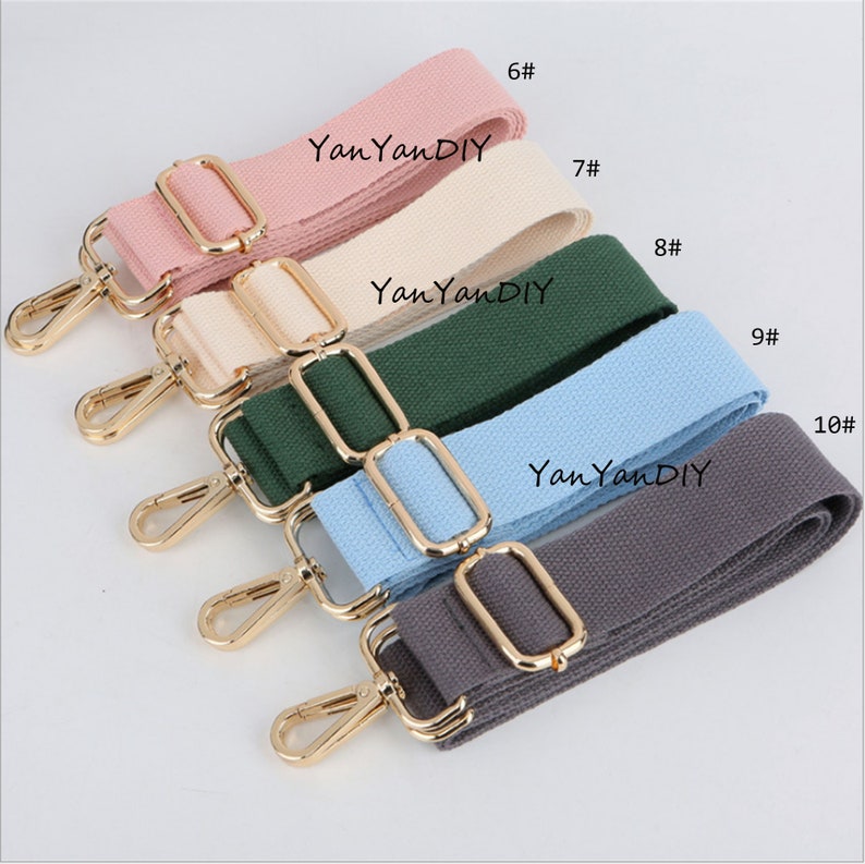 1Pcs Pure Color Cotton Canvas Crossbody Handle Shoulder Unisex Strap Laptop Belt, Adjustable 55 Inches Long,1.5 Width, Multicolor Metal image 3