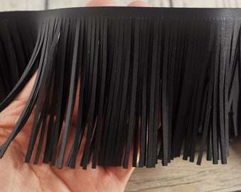 78mm Leather Tassel Fringes,Fringe Trim Faux Suede Black Suede,for costume,bags,purses,key chains,shoes,accessories,Indian fringes