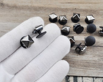 Square GunBlack Spikes Stud Shoe charm,Plastic Spike Rivet Shoe charms,Plastic Punk Spikes shoe charms,Shoe Decoration,Shoe Accessories,10mm