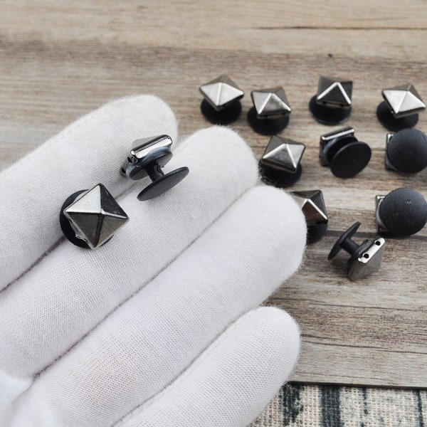 Square GunBlack Spikes Stud Shoe charm,Plastic Spike Rivet Shoe charms,Plastic Punk Spikes shoe charms,Shoe Decoration,Shoe Accessories,10mm