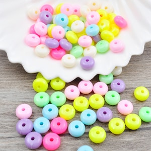 200 stks/pak 10 mm acryl pastel ronde kralen, 10 mm dikke snoepkleur schijfvormige kralen, plastic afstandskralen, ketting/armbandkralen