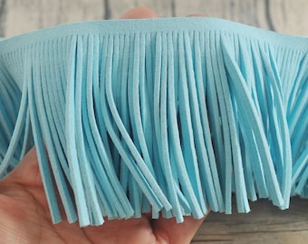 78mm Leather Tassel Fringes,Fringe Trim Faux Suede Light BLUE Suede,for costume,bags,purses,key chains,shoes,accessories,Indian fringes