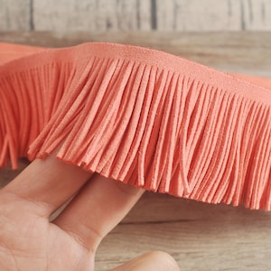 1.88&quot; Leather Tassel Fringes,Faux Suede Fringe Trim,Peach Tassel for costume,bags,purses,key chains,shoes,accessories,Indian fringes