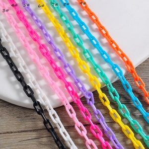 5-100Pcs Small Colorful Plastic Chain,Plastic Chain for Necklaces,20 inches length,  link size 8x4.5mm,Chain Accessories,DIY jewelry