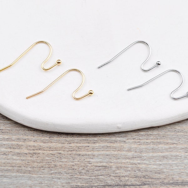 6-100Pcs 18k Gold Plated Earring Wire with Ball End, gold french hook earring wire,Ear Wires for Jewelry Making