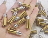 50 Gold Tassels, 1.5 39 39 , Faux Suede leather tassles, leather tassels, suede tassels, tassels for keychains, mini tassel with Silver cap