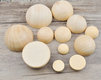 Demi-perles En Bois Naturel, 1 à 50 Pièces, Boules Rondes Fendues Inachevées Pour Peinture Artisanale, Fabrication D'art Pour Enfants, Nez De Gnome, Décor De Noël