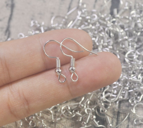 50,100,150,200pcs Rhodium Earring Hooks, Earwires Fish Hook