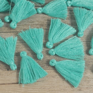 10/30/50/100Pcs 1.18&quot; Seagreen Tassels,3cm Handmade Cotton Tassels,Tassels Trim Fringe,Small Tassel Supplies, Jewelry Tassels