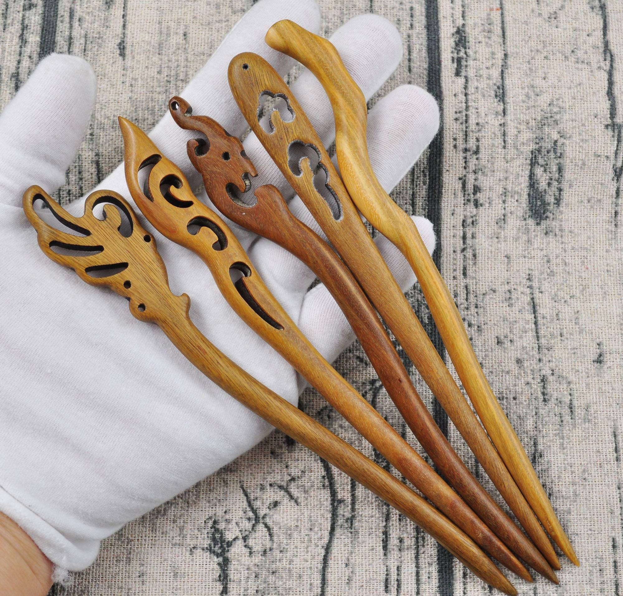1-10pcs Vintage Hair Pin,high Quality Wood Hairpin,carved 
