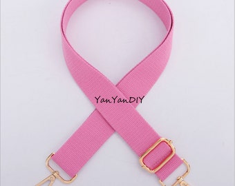 1Pcs Pink Color Cotton Canvas Crossbody Handle Shoulder Unisex Strap Laptop Belt,Adjustable 55 Inches Long,1.5" Width,Multicolor Metal