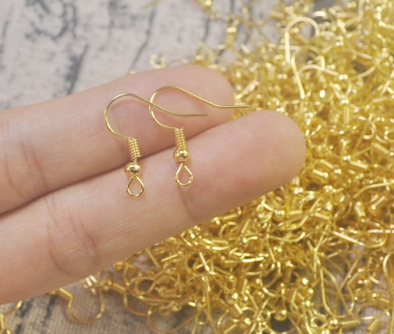 Nickel free earring hooks, Gold, Silver brass ear wire, Jewelry making