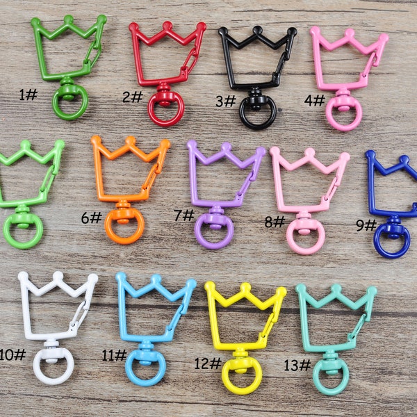 10pcs/lot Crown Snap Hook Trigger Clips Buckles， for Keychain， Crown Shaped swivel snap hook key clasps，Key Ring Clasp，DIY Making,35x27mm