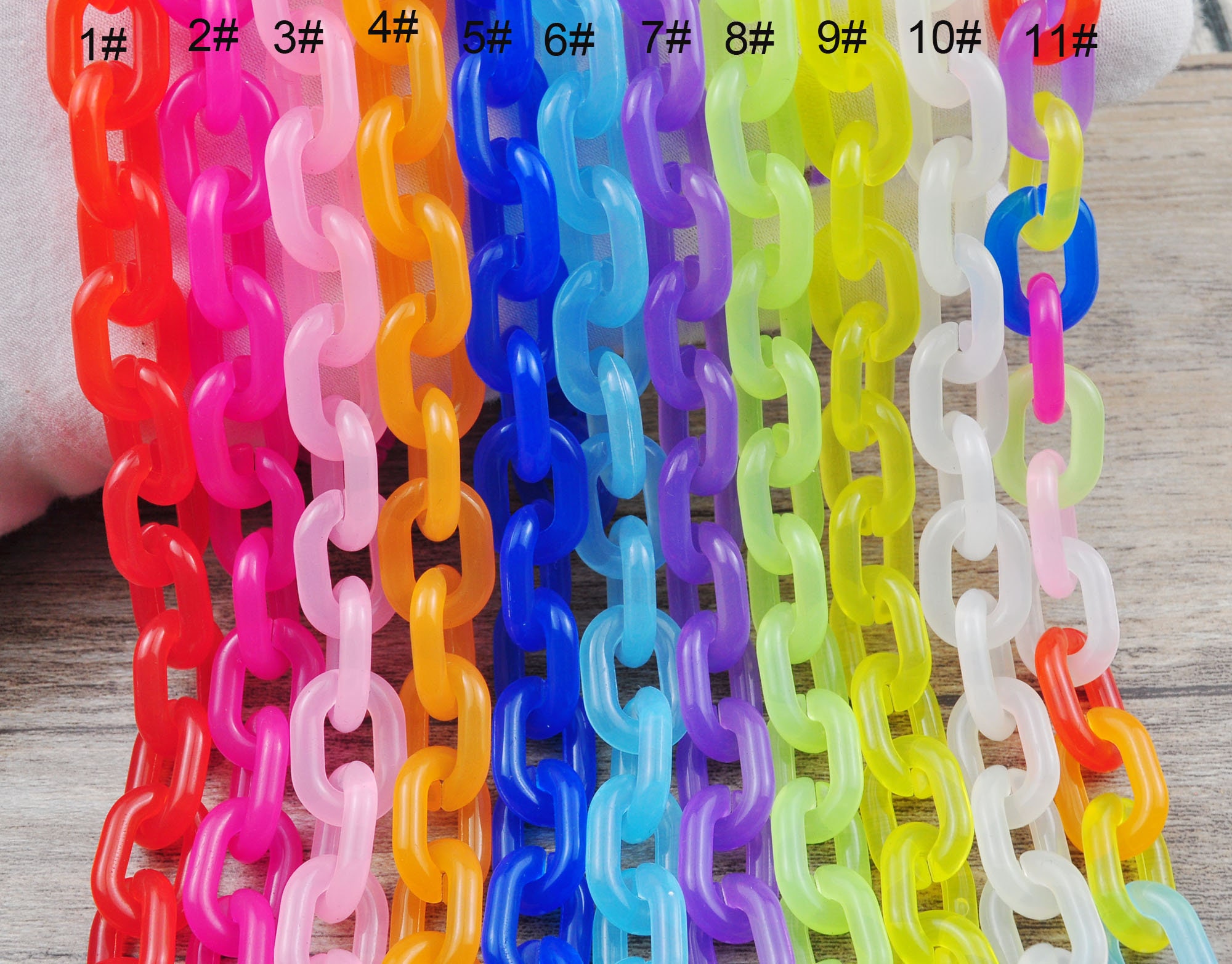 Acrylic Curb Chain Links,10 Colors Oval Plastic Chain for Purse