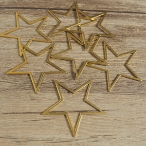 30 o 50 conectores de estrella de latón crudo, forma de estrella, colgante de estrella, 38 mm