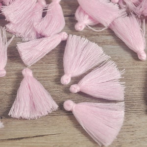 10/30/50/100Pcs 1.18" Light Pink Tassels,3cm Handmade Cotton Tassels,Tassels Trim Fringe,Small Tassel Supplies, Jewelry Tassels