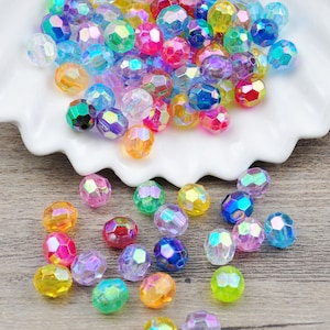 200Pcs/ pack Acrylic Faceted Oval Shaped Beads,Tiny AB Color Oval Beads, AB Iridescent mixed color Oval Beads, small OVAL beads,8mm