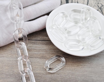 Large Transparent Acrylic Curb Chain Links,Oval Plastic Chain for Glasses Chain,Sunglass Chain,Bag Chain,Open Links Chain,31x19mm
