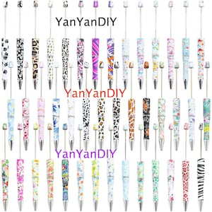 44 Colors Printed Beadable Pens,1-10Pcs DIY Beadable Pens,Beadable pens and refills,Plastic Pens,Pen Blank,DIY Bead Pens,Black Ink,Gifts