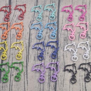 10/30/50/100Pcs Colorful Dolphin Shaped Key clasp,dolphin swivel snap hook key clasps,swivel clasp,push gate swivel clasp for purse supplies