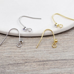 8Pcs/10Pcs/30Pcs 18K Gold Plated Cubic Zirconia Earring Hooks,Real Gold/White Gold Plated Brass Earwires，Jewelry Findings, Earring Making