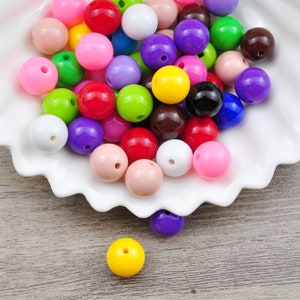 100 Stück 12mm runde Perlen, runde Kunststoffperlen, Acryl-Gumball-Perlen, Bubblegum-Perlen, runde Abstandsperlen, bunte runde Perlen, Großhandelsperlen