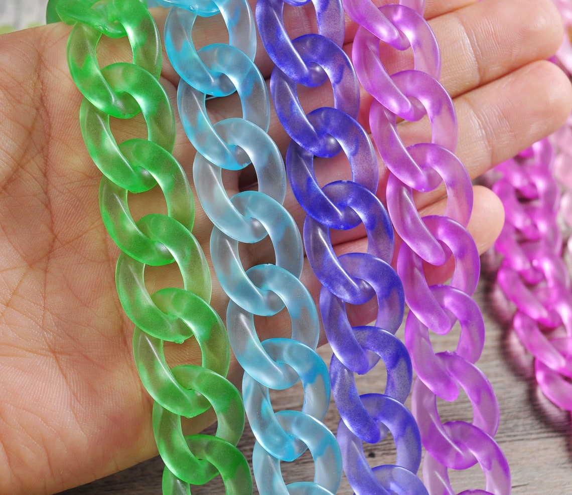 13 Colors,15.7”/19.7”/27.5” Colorful Acrylic Curb Chain Links,flat ...